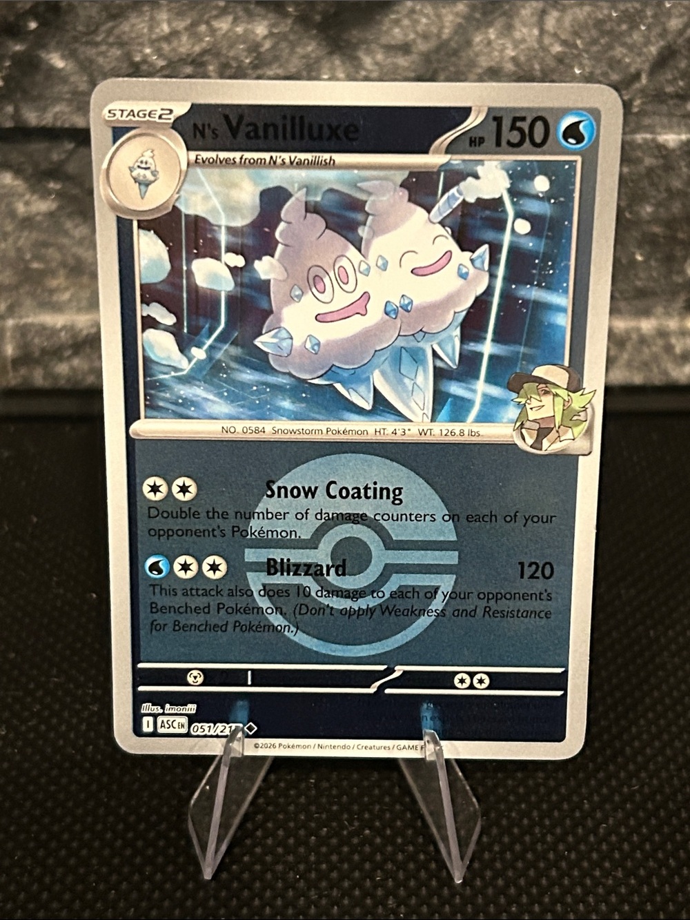Pokemon N’s Vanilluxe 051/217 Reverse Holo Rare from Ascended Heroes Set M/NM
